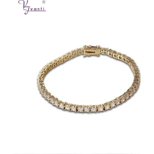 Kfvanfi New Luxurious European Round Cut Romantic White AAA Cubic Zirconia Bride Copper Brass Tennis Bracelet For Women Gift