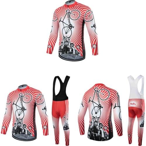 Traje de ciclismo masculino terno de inverno faizane casaco quente kit bike mangas compridas uniforme bib profissional da equipe