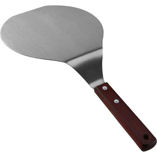 Stainless Steel Round Pizza Shovel With Wooden Handle Steak Pancake Barbecue Plate Cake Shovel Paddle Spatula Cake Baking Cutter