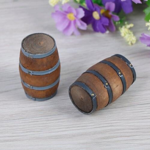 Mini Wooden Red Wine Barrel Miniature Beer Barrel Beer Cask Beer Keg for Dolls House Decoration Accessories 1:12 Scale Dollhouse