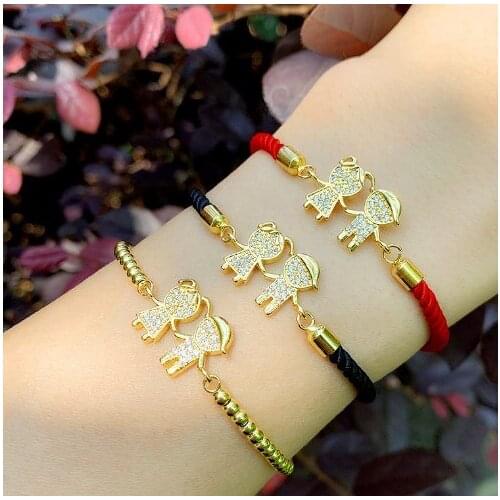 Boy girl rope multicolor crystal micro pave cz zircon cubic zirconia Bracelet Adjustable silicone Snake Chain Jewelry fgv4356