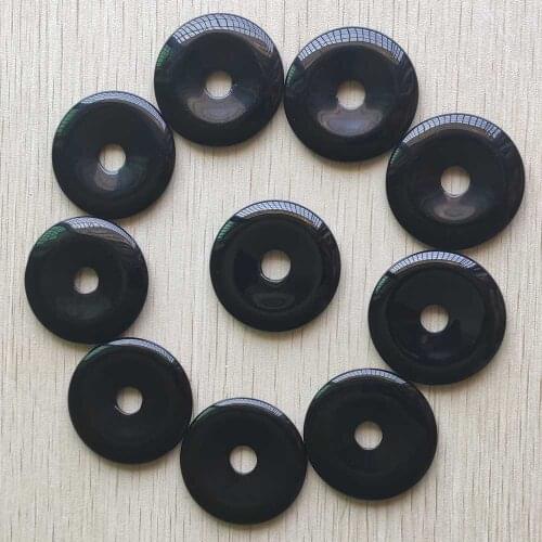 Fashion good quality natural black onyx round circle charms pendants 40mm for jewelry making 10pcs/lot wholesale