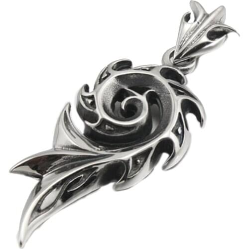 LINSION Tribal Barb Tattoo 316L Stainless Steel Mens Pendant Biker Rock Punk Style 4P016