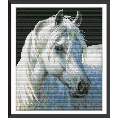 Joy Sunday New Arrival White Horse 4 Needlework DMC DIY Handmade 11&14CT Cross Stitch Sets For Embroidery Kits Gift Room Decor