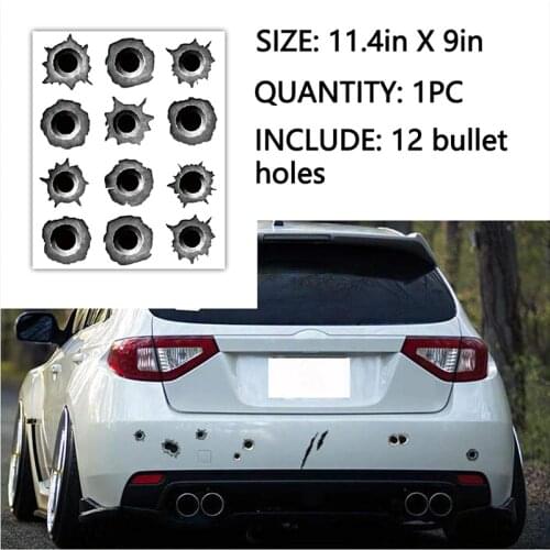Car Stickers Decals Bullet Holes 3D Sticker Decal Vehicle Accessories Decoration Parts Emblem Waterproof Trucks Body Bumper Door