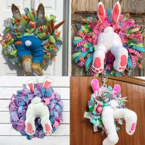 Easter Thief Wreath Easter Bbunny Artificial Garland Easter Wreath Flower Circle Wreath Easter Wreath With Bunny Festival Door