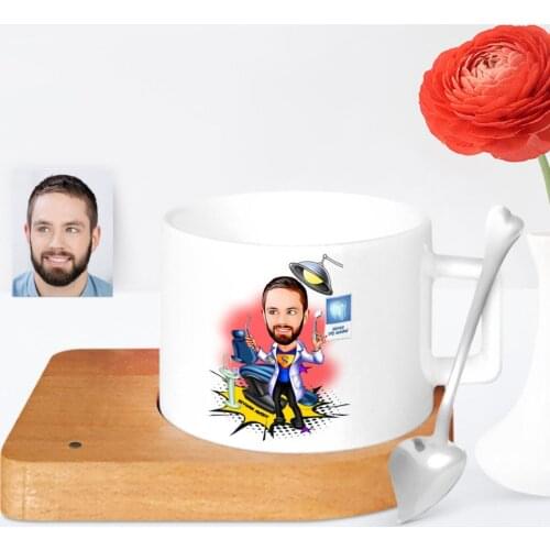Personalized Dentist Cartoon Wooden Altlıklı Ceramic Cup-1