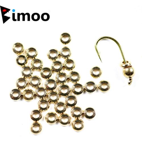 Bimoo 50PCS/Bag 3mm 4mm Flat Brass Bead Bug Collars Fly Tying Nymph Fly Head Weight Ring Extra Fly Tying Materials Plished