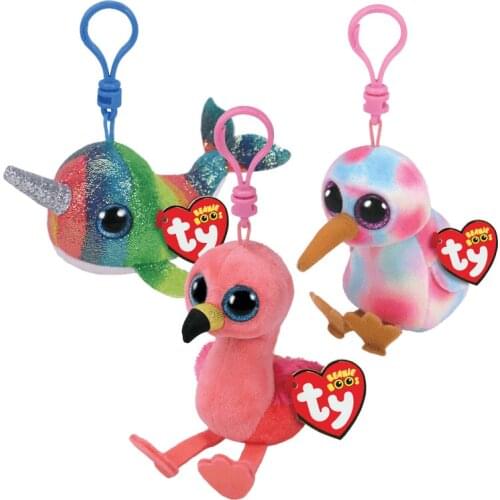 Ty Plush Keychain Unicorn Fox Husky Dog Owl Giraffe Pendant Plush Toys 10cm