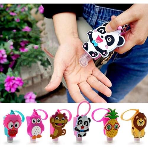 Portable Silicone Mini Hand Sanitizer Holder Travel Safe Cartoon Gel Holder Hangable Liquid Soap Dispenser Containers For Kids