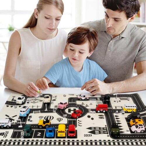 Modern 83x59cm Kids Portable Car City Scene Taffic Highway Map Play Mat Educational Toys For Children Games Road Carpet