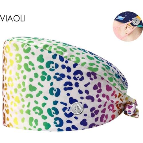 Dental Hospital Pet Clinic Scrubs Cap Cotton Anesthetist Work Hat Women Health Service Nursing Work Hat Medical Hats with Button