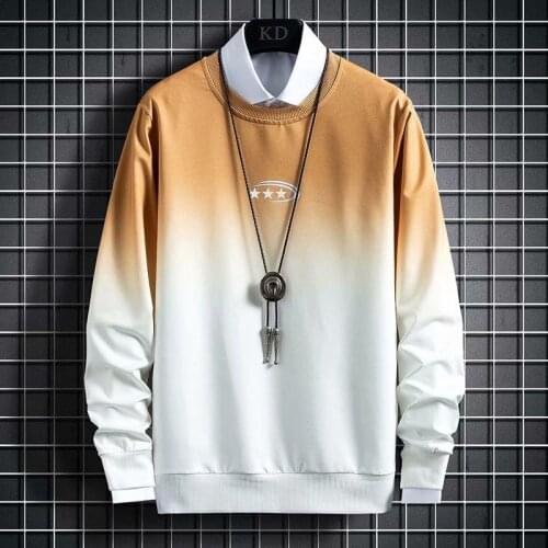 Spring Autumn Harajuku Gradient Long Sleeve Korean Fashion Sweatshirt Man Women Streetwear Clothes Hip Hop T-shirt Pullovers