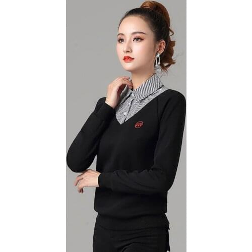 Latin dance training clothes womens new autumn and winter Plush warm top modern dance Top