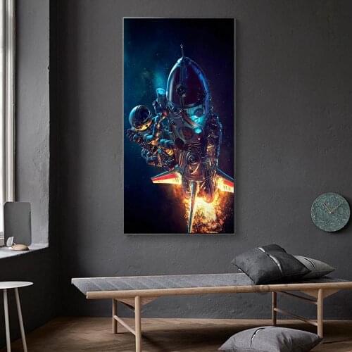 Street Graffiti Astronaut Space Oil Painting Canvas Painting Space Plant Graffiti Modern Street Art Rocket Quote Wall Art Decor