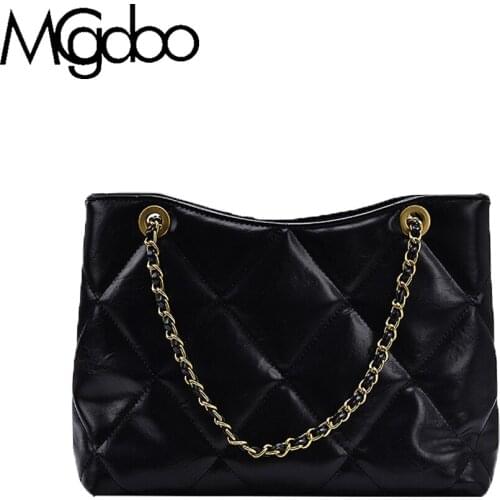 Mgcdoo Vintage Checked Shoulder Bag Large Capacity Pu Leather Handbags Chians Style Messenger for Women Totes
