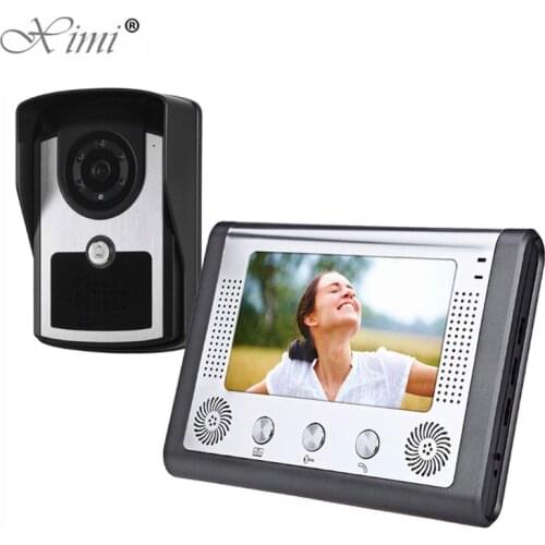 Visual Intercom Doorbell 7'' TFT LCD Wired Video Door Phone System Indoor Monitor 700TVL Outdoor IR Camera Support Unlock