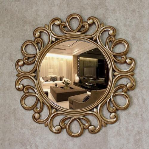 Around flowersDiameter 63cm Retro golden decorative mirrors American luxury style home wall decor bathroom TV background mirrors