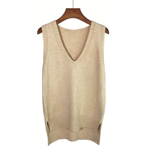 Female Knitwear Sweater Vest Women Sleeveless V-Neck 2020 New Autumn Winter Korean Style Loose Wild Casual Knitted Womens Jumper