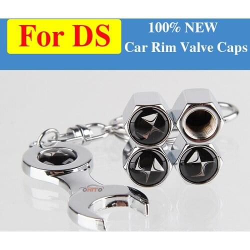 1set Key Ring Car Valve Stem Caps for DS Logo Car Accessory Covers Spanner for Picasso C2/C3/C4C5/C6/C8/DS3/DS4/DS5/Nemo