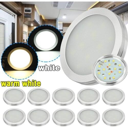 10pcs 12V 2.5W Car Interior LED Car Spot Lights Reading Light For VW T4 T5 Ford Transit Peugeot Boxer Caravan Camper Van RV