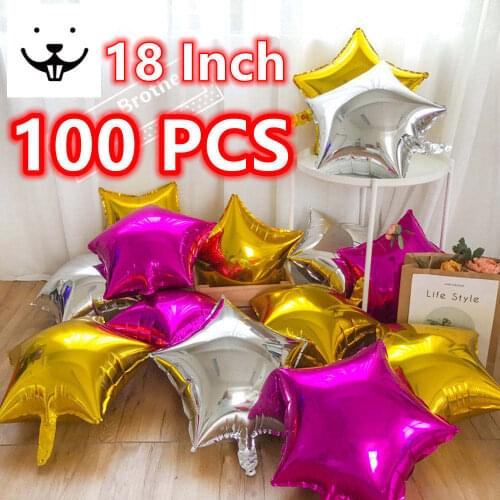 100 Pcs 18 Inch Star Foil Balloons wholesale Inflatable Helium PENTAGRAM Foil Balloon Birthday Party Decorations Wedding
