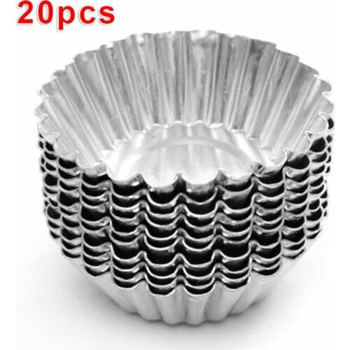20Pcs Nonstick Egg Tart Mold Aluminum Alloy Mould Cake Bakeware Baking Tray Tool