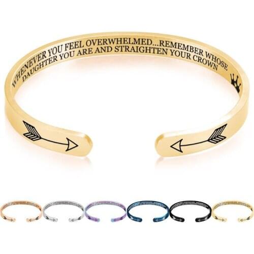 2020 New Birthday Gift for Grand Daughter Bracelet Bangle Whenever You Feel Overwhelmed Straight Your Crown Mantra Cuff Bracelet