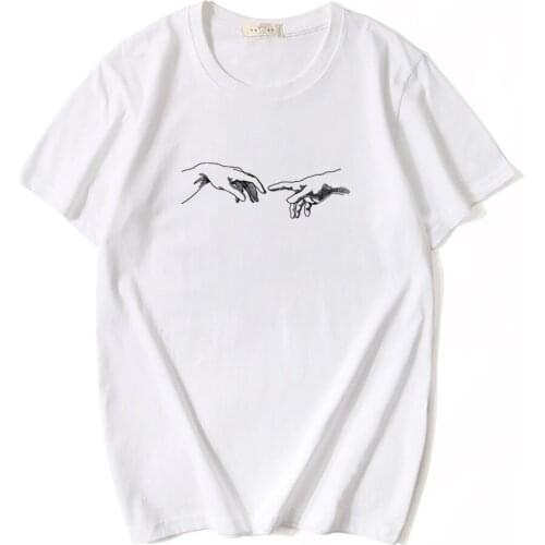 2021 summer new 100% cotton Artistic print short sleeve Mens t-shirt breathable tops matching couple T shirt Mens clothing