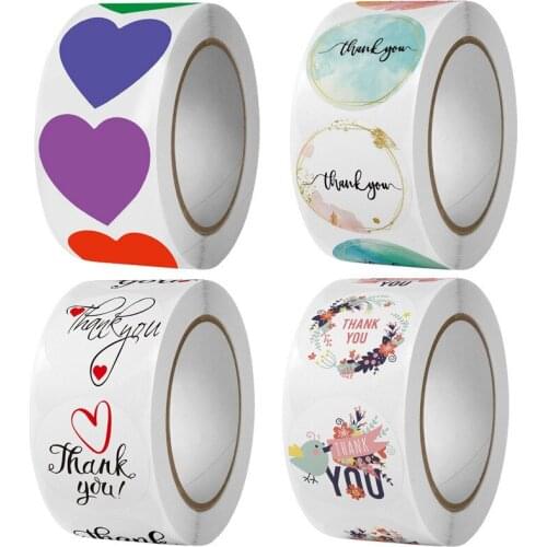 Gift Sealing Stickers 500pcs Thank you Heart Diary Scrapbooking Stickers Birthday Party Gift Decorations Labels