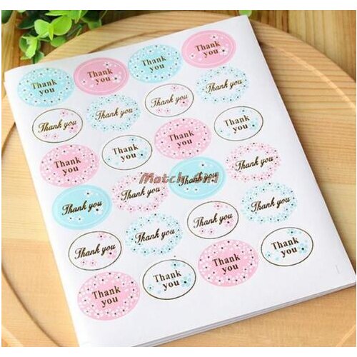 720pcs/lot-3.2*2.5cm Colorful Floral 'Thank You' Adhesive Stickers Oval Decorative Gift Packaging Label