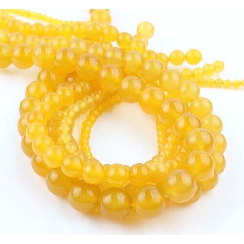 A+ Yellow Chalcedony Jades Natural Stone Beads Loose Spacer Beads For Jewelry Making Diy Woman Earrings Bracelet 6/8/10/12mm 15"