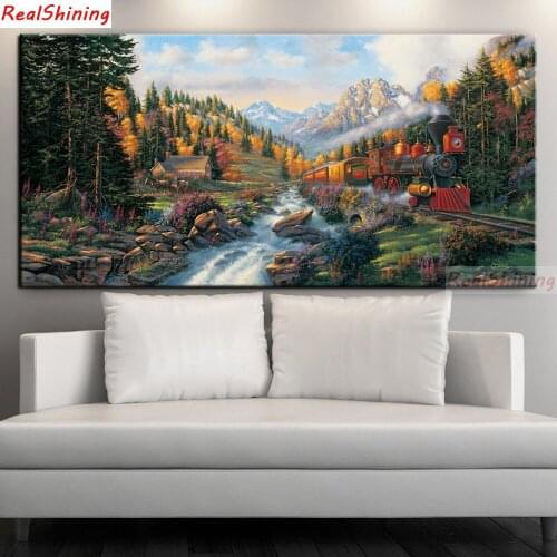 Large size picture Retro train diamond Embroidery diy diamond painting mosaic painting 3d cross stitch H2392