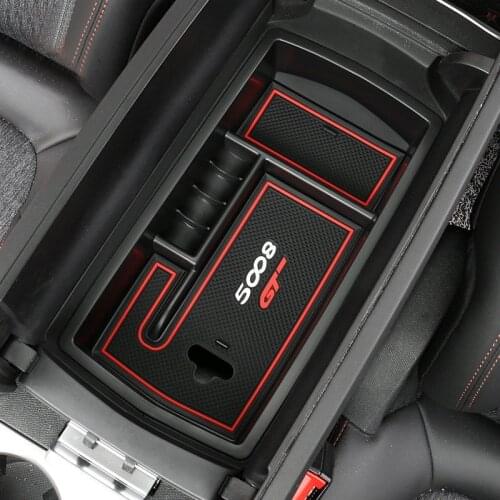 For Peugeot 5008 2017 2018 Black Plastic Interior Central Armrest Storge Box Organizer Case Container Tray 1pcs Car Styling