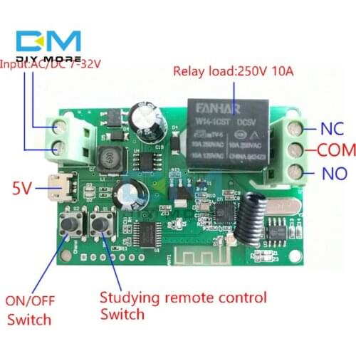 DC 5V-32V 433Mhz Wireless Relay Module Receiver Inching/Self-Locking eWeLink Wifi Switch Smart Home Automation for Door Access