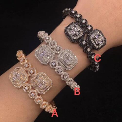 AccKing Trendy Luxury Brand Fashion Bracelet Multicolor Stones Tribal Bangle with Oval Plate Geometric Shapes Women Mana Jewe