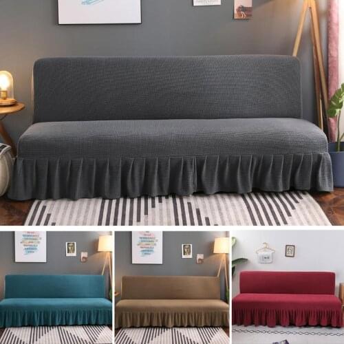 Armless Folding Sofa Bed Cover Stretch Slipcovers 3 Seater Without Armrest Sofa Covers for Living Room Universal Couch Cover