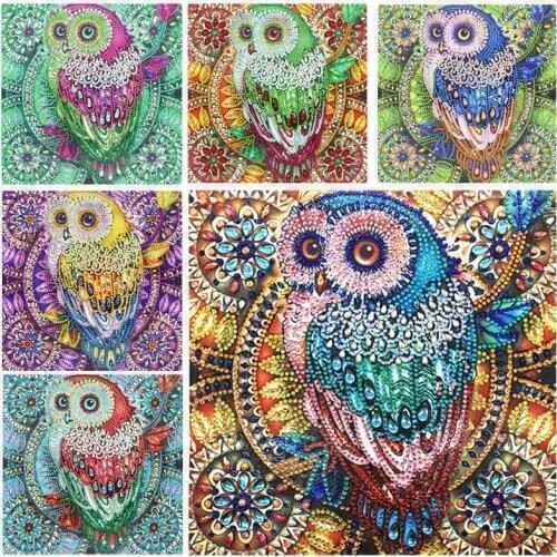 CraftArtGo 5D DIY Diamond Embroidery owl Full Square Round Rhinestone Mosaic Painting Cross Stitch Flowers Diamond Kit