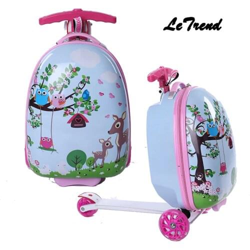 Letrend Kids Rolling Luggage Casters Wheels Suitcase For Children Trolley Student Travel Duffle Cute Cartoon Carry On School Bag