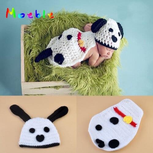 Baby Infant Knitted Puppy Dog Costume Set Photo Props Crochet Puppy Dog Hat Cape Set Crochet baby Clothes Outfits 1set MZS-15078