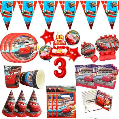 Disney Lightning Mcqueen Cartoon Theme Party Disposable tableware Paper Plates Cups Boys Birthday Party Decorations Supplies