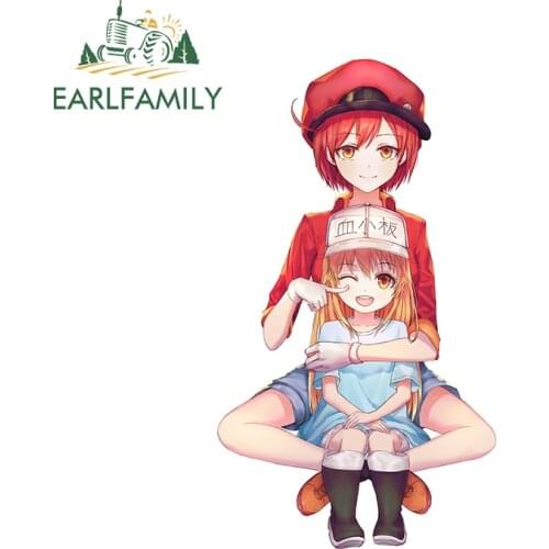 EARLFAMILY 13cm x 7.6cm for Hataraku Saibou Cells At Work Vinyl Car Stickers Anime Decal Waterproof Air Conditioner Car Styling