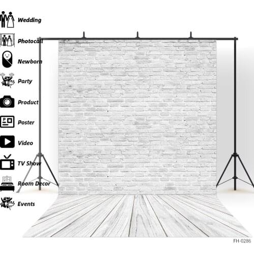 White Brick Wall Wooden Floor Background For Photographic Studio Baby Shower Pet Toy Photo Backdrops Newborn Children Photophone