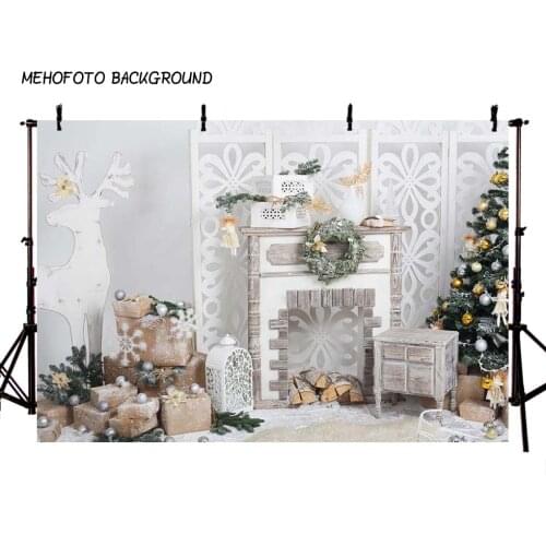 Photography Backdrops Christmas Background Fireplace Tree Winter Snow Window Interior Baby Birthday Background For Photo Studio