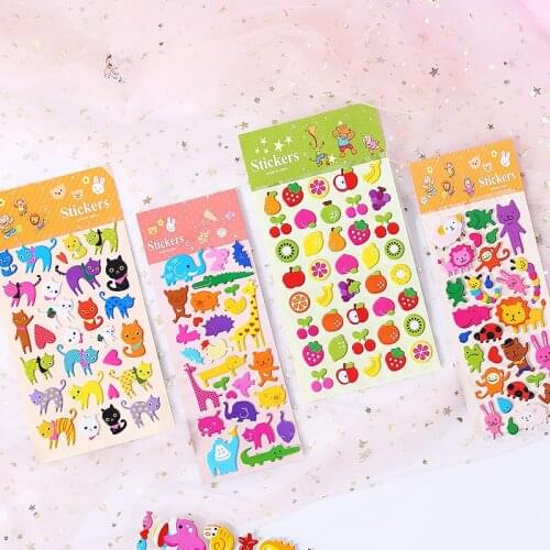 Kawaii Handmade 3D Animal Fruit Stickers Journal Cute Cat Dog Decorative Scrapbooking Paper Sticker Japanese Stationery