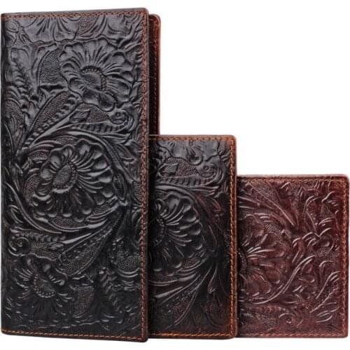 3D Bull Sheep Flower Scorpion Fashion Cowskin Wallet Genuine Leather Men Wallet Brand Unique Design Luxury Long Short Purse