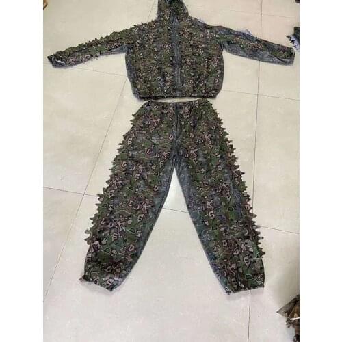 Ghillie Suit Camouflage Clothes Jungle Suit CS Training Leaves Clothing Hunting Suit Pants Hooded Jacket Men Women Outdoor