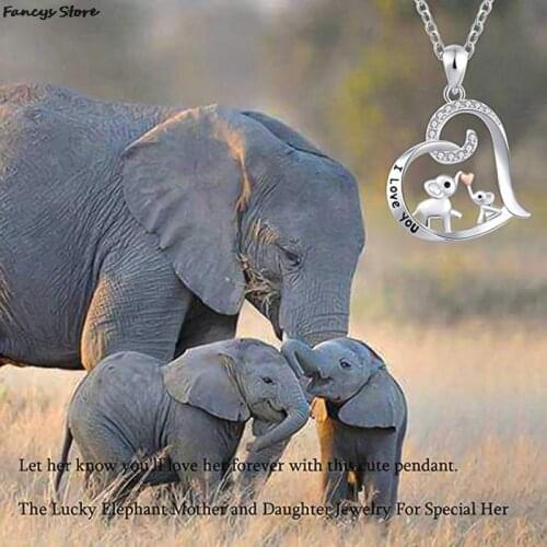 Fashion Mothers Day Gift Elephant Necklace Love Necklace Charms Pendant Necklace The Best Gift For Mother Present For Mom Top