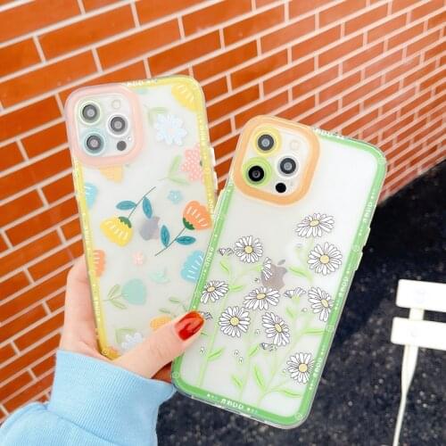 INS Flower Print Leaf Painting Silicone Soft Case For iphone 11 12 Pro Max 12Mini SE 2020 7 8 Plus 11Pro XS Max X XR Phone Cover