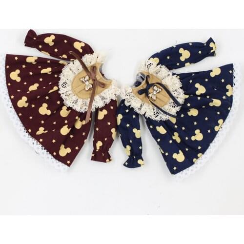 Outfits for Blyth doll Blue&Brown Mickey dress Cute and simple suit for 1/6 azone BJD icy dbs